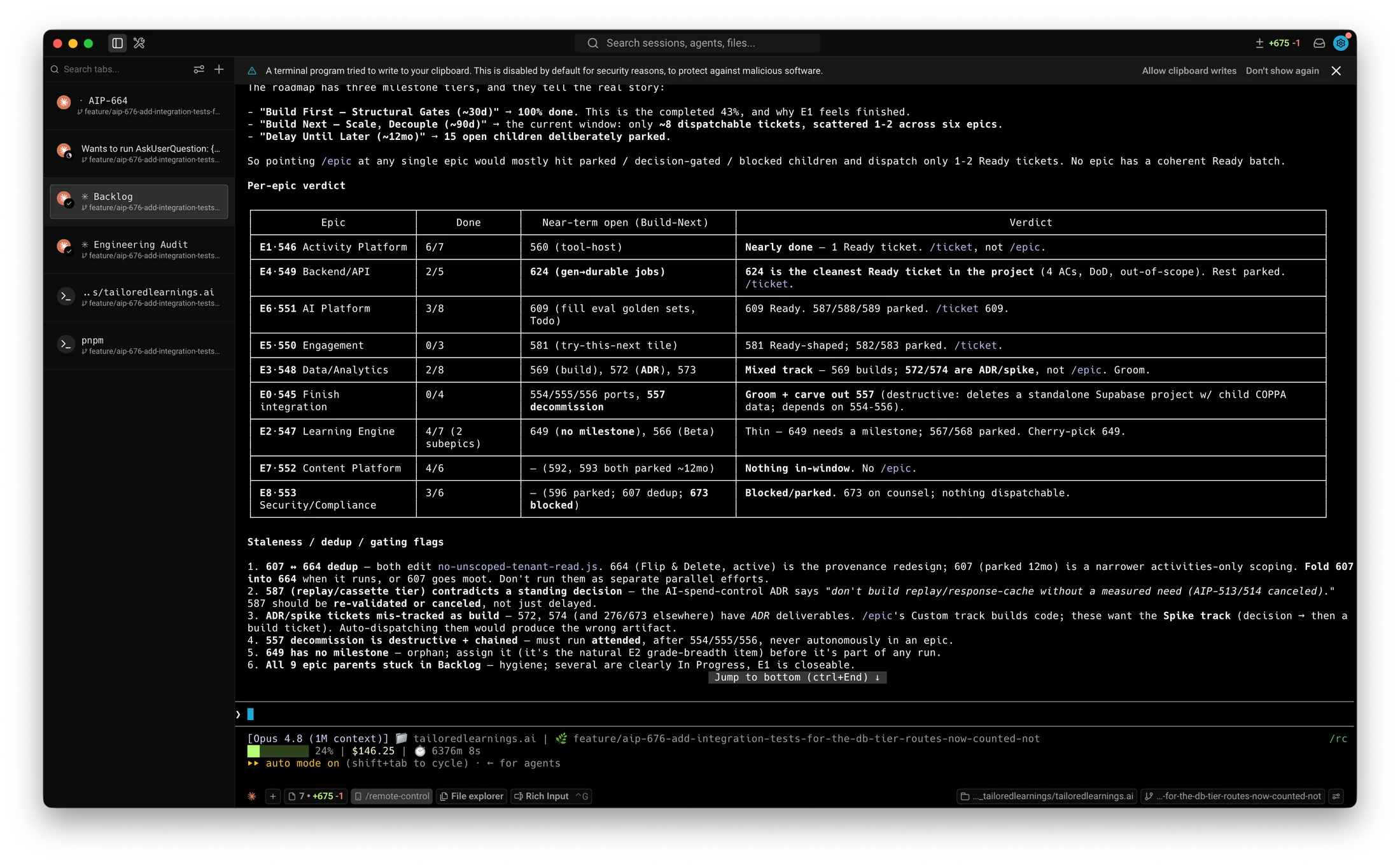 The one-screen human checkpoint — ticket verdicts and budget